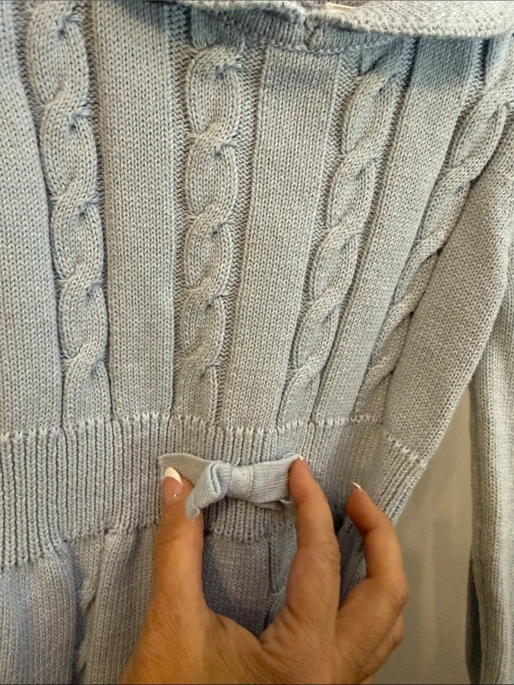 Gymboree Light Blue Cable-Knit Dress with Peter Pan Collar
